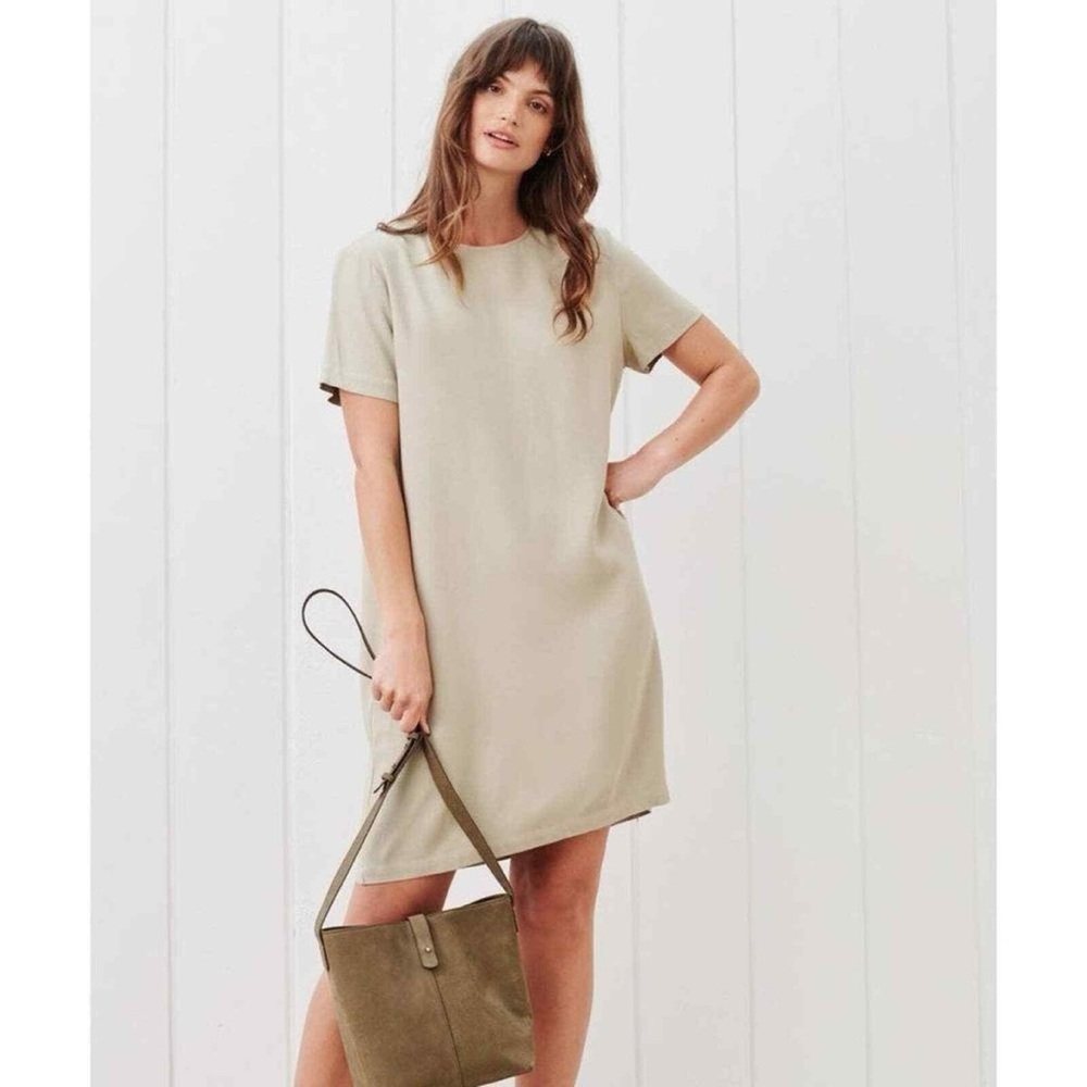 Jenni Kayne Palmer Crepe T-Shirt Dress Tan Size Small